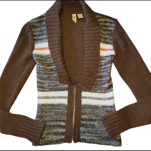 NWOT- BKE 1/2 Zip Cardigan Brown Sz Small Shawl Collar Long Sleeve - Picture 3 of 5